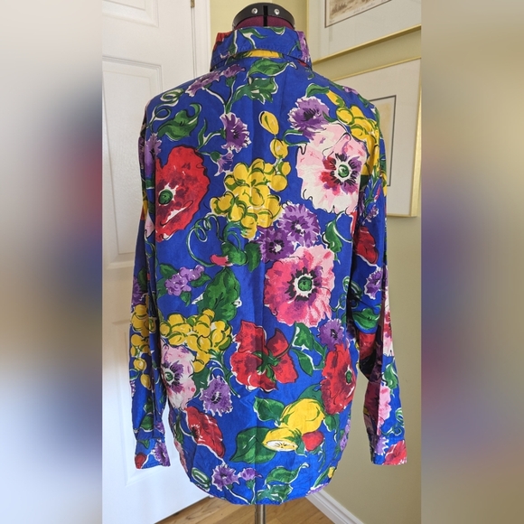 Vintage 80s Oversized Silk Shirt Med - Picture 3 of 4